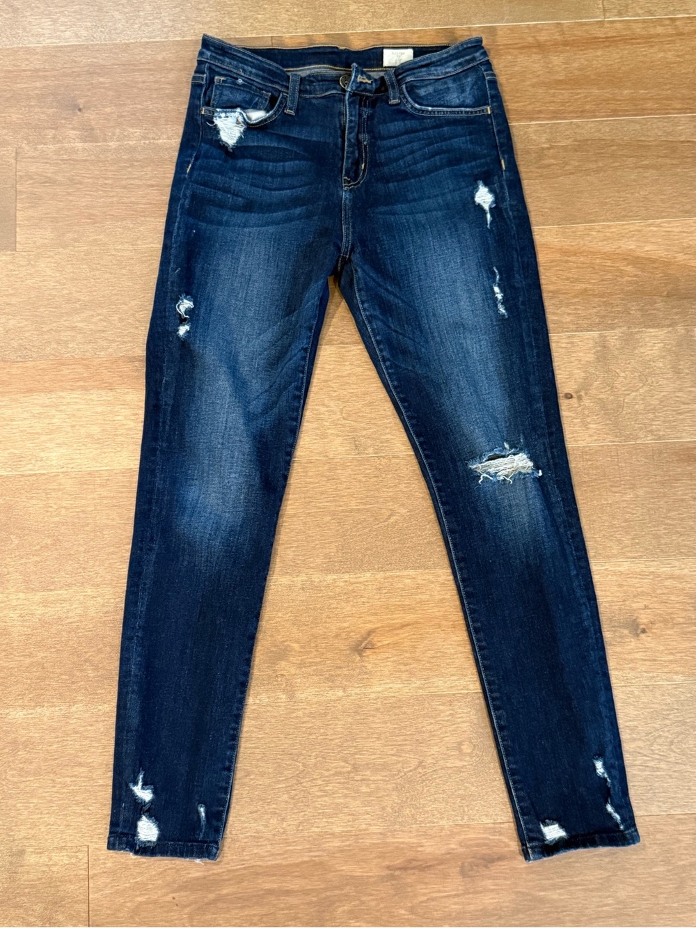 Bridge by GLY Jeans 28 Dark Wash Distressed Ripped Skinny Stretch Y2K Denim